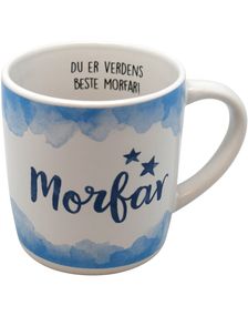 Verdens Beste Morfar - Hvidt og Blåt Krus med Tekst
