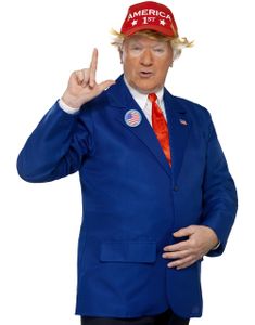Donald Trump Sæt med Kostumejakke, Caps, Slips og Pin