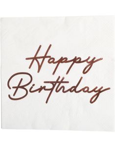 16 stk Hvite Happy Birthday Servietter med Gull Skrift 33x33 cm