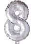 Sølvfarvet Talballoner 0-9 - 35 cm