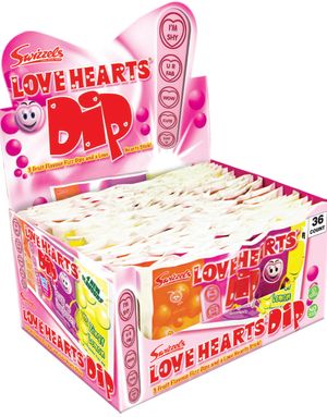 36 stk Swizzels Love Hearts Dip med 3 Slags Smag