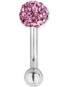 Glitter Ball Rosa - 1.2 x 8 mm Øjenbrynspiercing