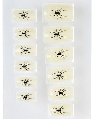 12 stk Glow in the Dark Kunstige Negle med Edderkopper