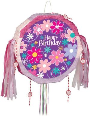 Happy Birthday Blomstrende Tromme - Pop Out Pinata 46x10x46 cm
