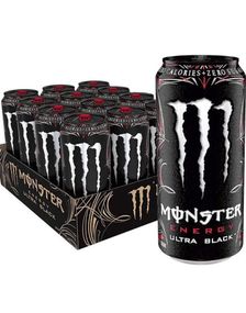 12 stk Monster Energy Ultra Black 500 ml Energidrikk - Helt Brett (Sukkerfri)