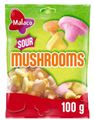 Pose med Malaco Sour Mushrooms - Forskellige Sure Skumbider 100 gram