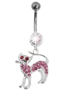 Evil Kitten Pink- Navlepiercing i Ægte Sølv