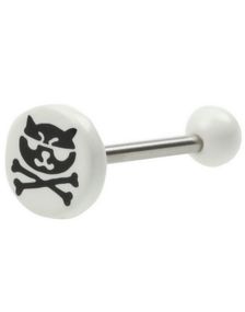 Ninja Kat Hvid - Tungepiercing