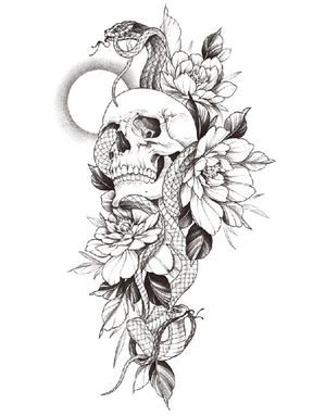 Snake Infested Skull (Fake Tattoo)