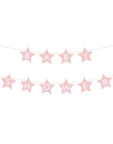 Rosa og Hvitt Stjerneformet Babyshower Banner 290 cm