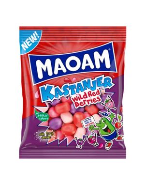 Haribo Maoam Kastanjer Wild Red Berries - Godterikuler med Bærsmaker og Fizzy Fyll 120 gram