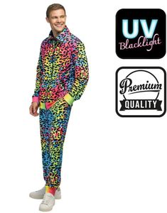 UV-Glow Farverig Leopardmønstret Park Costume til Herre