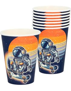 8 stk Papirkopper - Astronaut Party