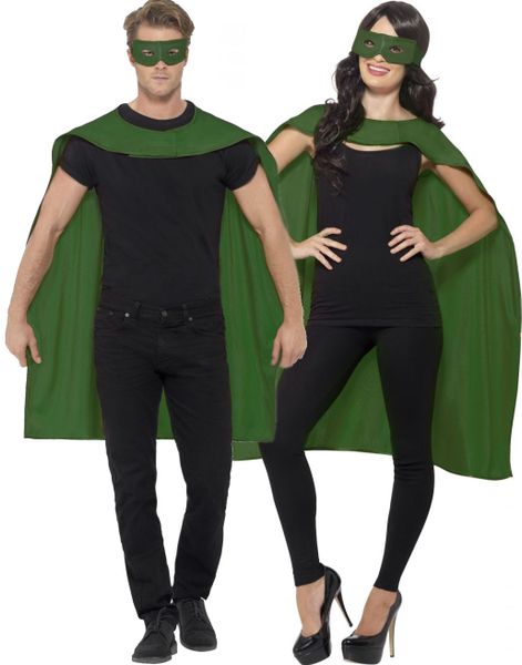Mørkegrønt Superhelt Kit med Kappe og Øjenmaske