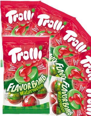 21 st Trolli Flavor Bomb Watermelon - Gelékugler med Sur Flydende Fyld - Hel Æske 1,57 kg