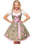 Grøn Dirndl Oktoberfestkjole i Luksuskvalitet med Påsatte Blomster på Forklæde