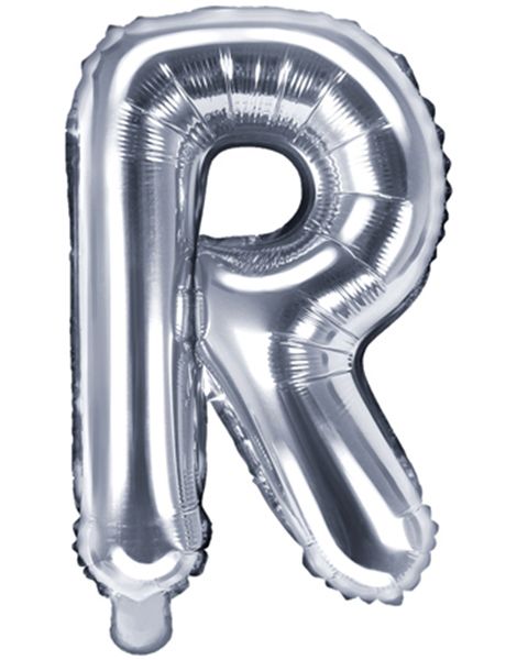 Bogstavet R - Sølvfarvet 35 cm Folieballon