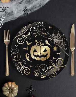 6 stk. Papptallerkener Spooky Pumpkin - 23 cm