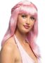 Pink Sweety - Rosa Parykk med Fletter og Glitterstriper