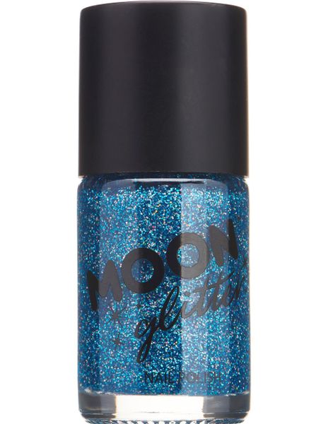 Blå Neglelak med Holografisk Glitter