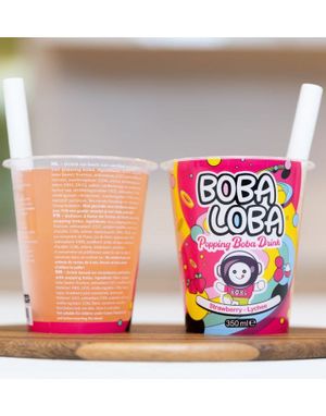 DATO PRODUKT - BobaLoba Lychee Strawberry - Bubble/Boba Tea 350 ml (Taiwan)