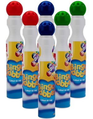 6 Bingo Dabbers / Markører i rød, grøn og blå