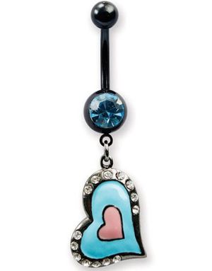 New Love Navlepiercing med Sten - Blå