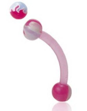 Flames in Pink and White - 1.2 x 8 mm Øjenbrynspiercing