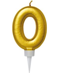 0 Tal - Guldfarvet Kagelys 11 cm
