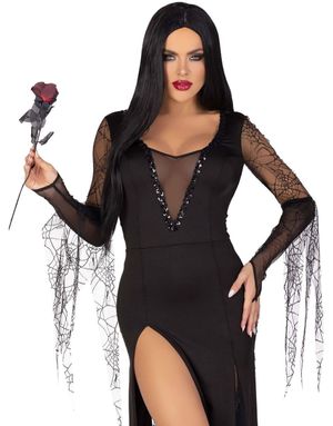 Spooky Beauty - Addams Family Morticia Inspireret Kostume Til Dame
