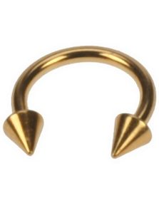 Rund Guldfarvet Øjenbrynspiercing med Spike Kugler - 1,2 x 8 mm