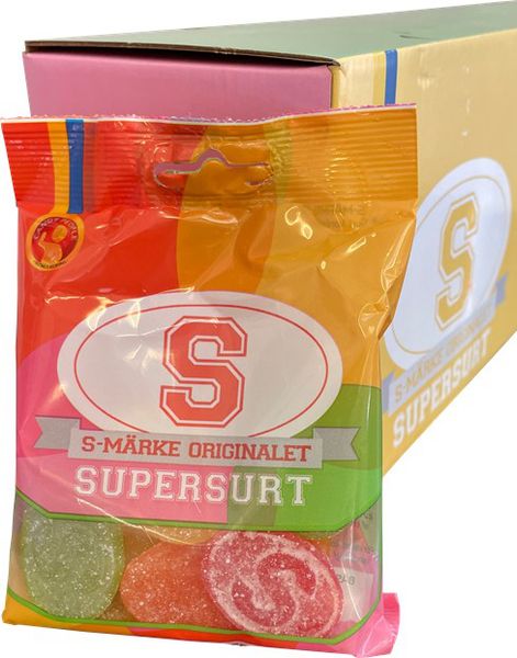 18 stk S-mærke Supersurt Orginal 80g - Hel æske 1440g