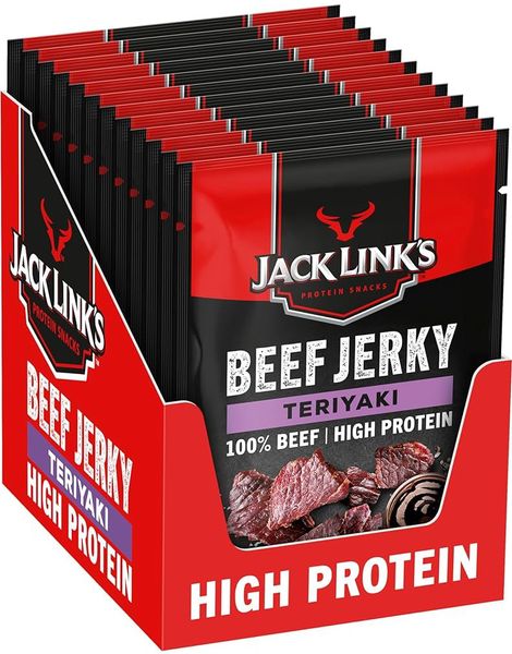 12 stk Jack Link's Protein Snacks Beef Jerky Teriyaki - Hel Eske 300 gram (USA Import)