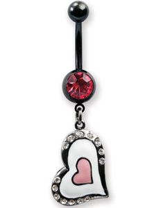 New Love Navlepiercing med Sten - Hvid