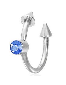 Øjenbrynspiercing med Spike Kugler & Blå Sten - 1,2 x 10 mm