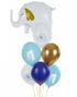 50 stk Blå og Hvite Ballonger med Motiv av Elefant og 1-Tall 30 cm