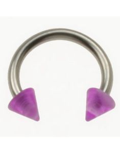 Rund Øjenbrynspiercing med Lilla Spike Kugler - 1.2 x 8 mm
