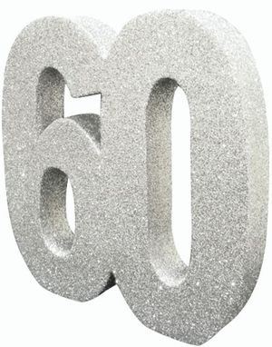 Sølvfarvet Glitrende 60 År Borddekoration 20 cm