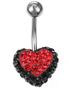 Celebrity Heart Navlepiercing - Sort/Rød
