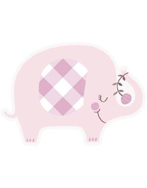 8 stk Baby Pink Elephant Invitasjoner m/ Konvolutter