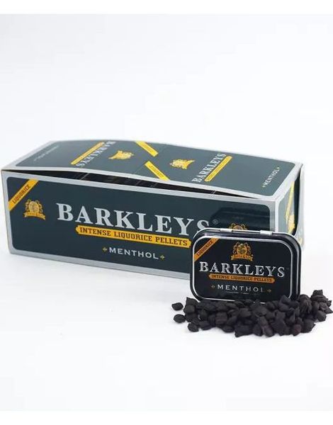 12 stk Barkleys Liquorice Pellets Menthol - Intense Små Lakridsdrops med Mentolsmag - Hel Æske