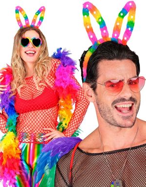 Lysende Regnbue Kaninører - Med Tre Lysmoduser