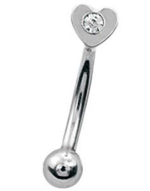 Hjerte med Sten - 1.2 x 8 mm Øjenbrynspiercing