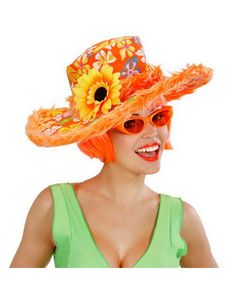 Blomstermønstret Orange Hat med Blomst