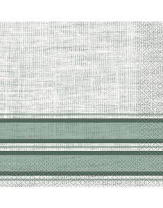 16 stk Grønne Stripete Servietter 33x33 cm - Botanical Stripe
