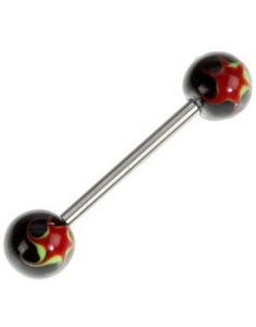 Håndmalet Elegant Tungepiercing i Sort/Rød/Grøn