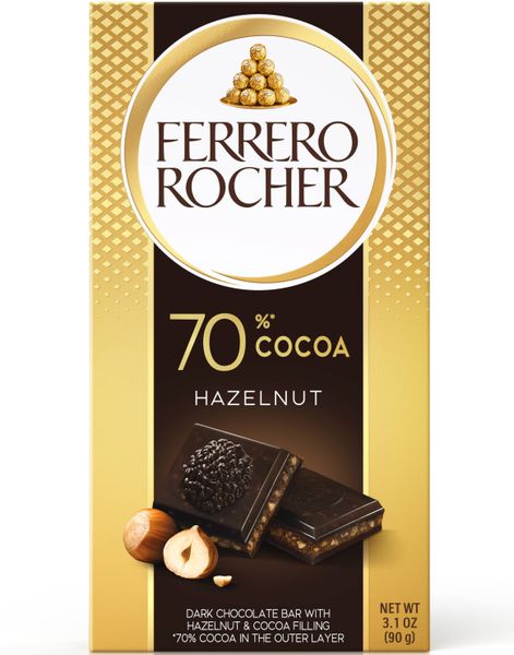 Ferrero Rocher Mørk Chokoladeplade med Hasselnødder 90 g
