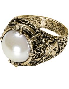 Guldfarvet Ring med Hvid Perle