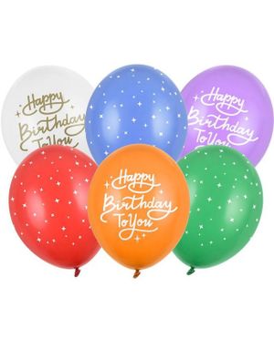 6 stk 30 cm Ballonger - Happy Birthday To You Ballongbukett