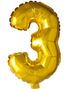Tallet 3 - Guldfarvet 41 cm Lille Folieballon